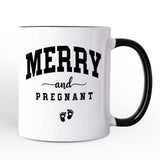 Merry and Pregnant Personalized Mug, Baby Announcement Christmas Custom Gift for New Mom