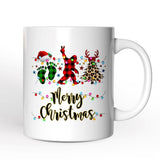 Personalized Mug Bigfoot Buffalo Plaid Christmas, Sasquatch Holiday Decoration
