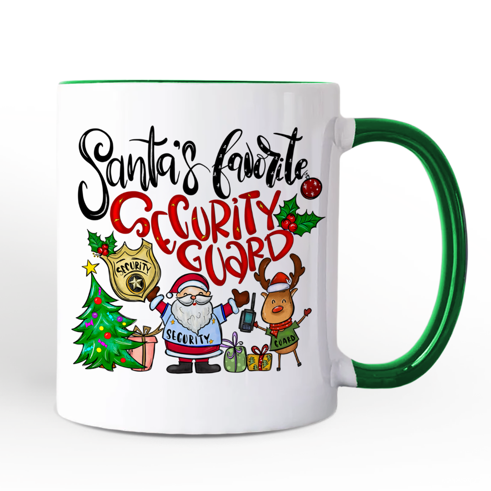 Santa's Favorite Security Guard Personalized Mug, Appreciation Christmas Gift with Custom Name