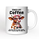 Touch My Coffee I'll Slap Hard Personalized Mug, Humorous Coffee Mug Gift With Custom Name