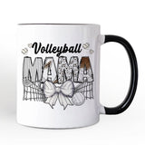 Volleyball Mama Coquette Bow Personalized Mug, Sport Mom Life Gift with Custom Name