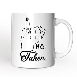 Wedding Ring Finger Mrs Personalized Mug, Married Engaged Gift For Women With Custom Name