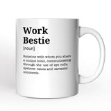Work Bestie Definition Personalized Mug, Funny Coworker Gift with Custom Name