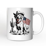American Cowboy Dog Personalized Mug, Western 4th of July Gift with Custom Name