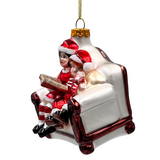 (Pre-Order) Charming Kids on the Couch Glass Christmas Ornament, Sentimental Holiday Tree Decor