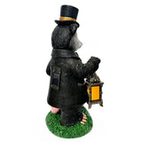 Gentleman Opossum the Victorian Nightcrawler with Solar Powered Lamp Statue, 13" Lighted Garden Statue