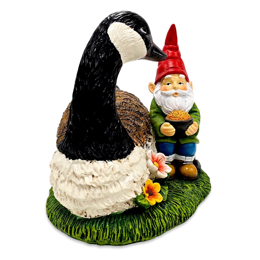 Gus the Canadian Goose & Gnorman the Gnome Garden Statue, 7" Figurine and Outdoor Decoration