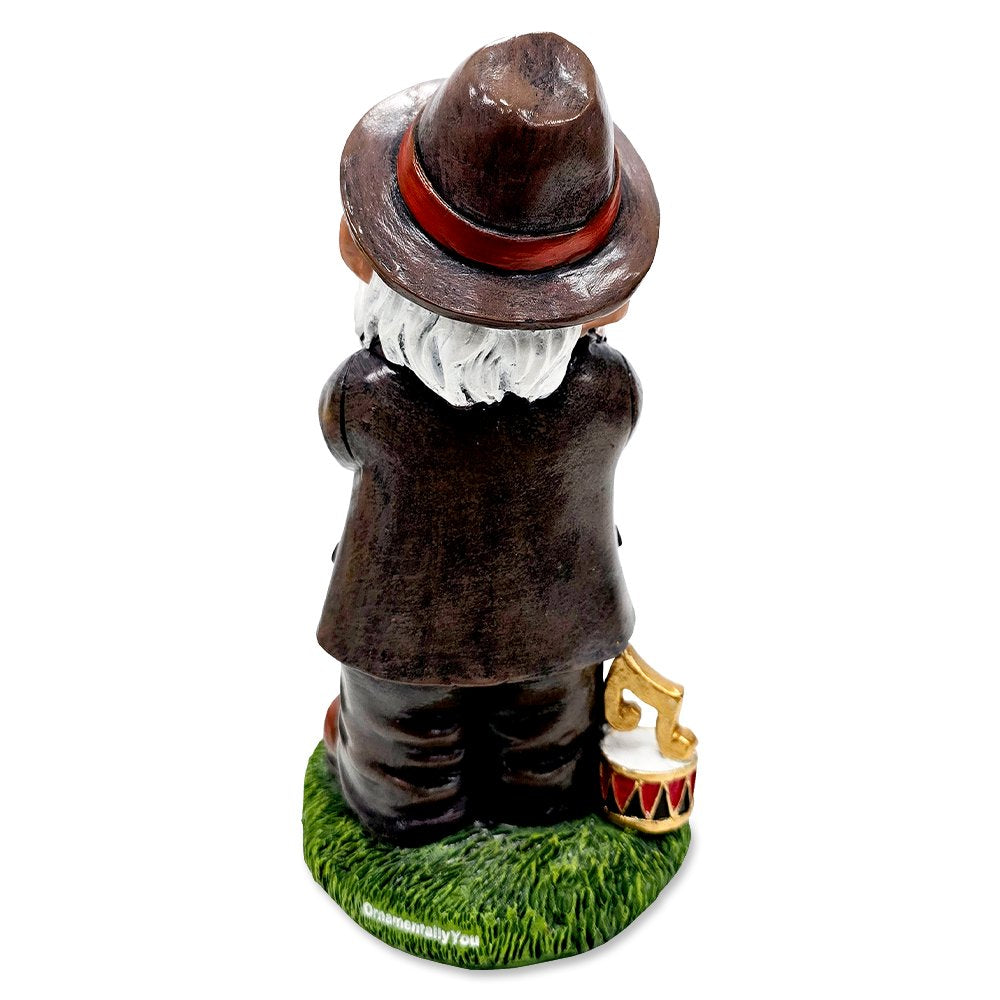 Jazzy Gnome Garden Statue, 8" Music Playing Dwarf Figurine Outdoor Decor