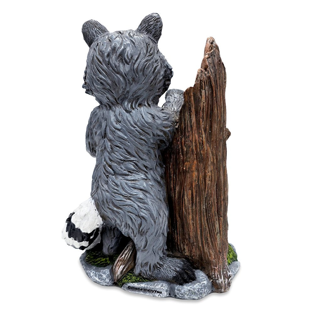 Raccoon Solar Lamp Garden Statue, 9" Lighted Animal Figurine Outdoor Decor