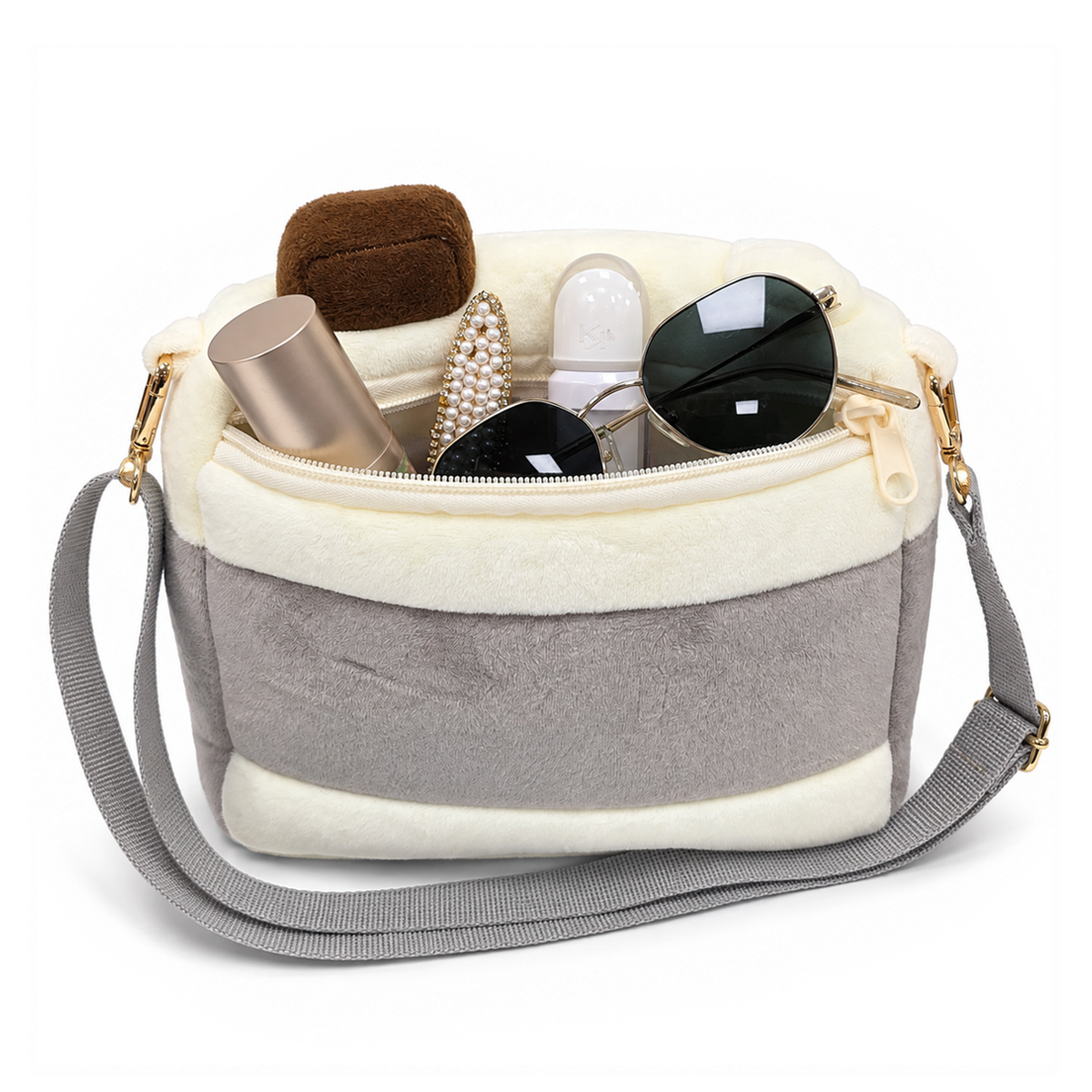 Camera Diaz Plush Crossbody Bag, Cute 9.5" Camera-Shaped Purse for Kids