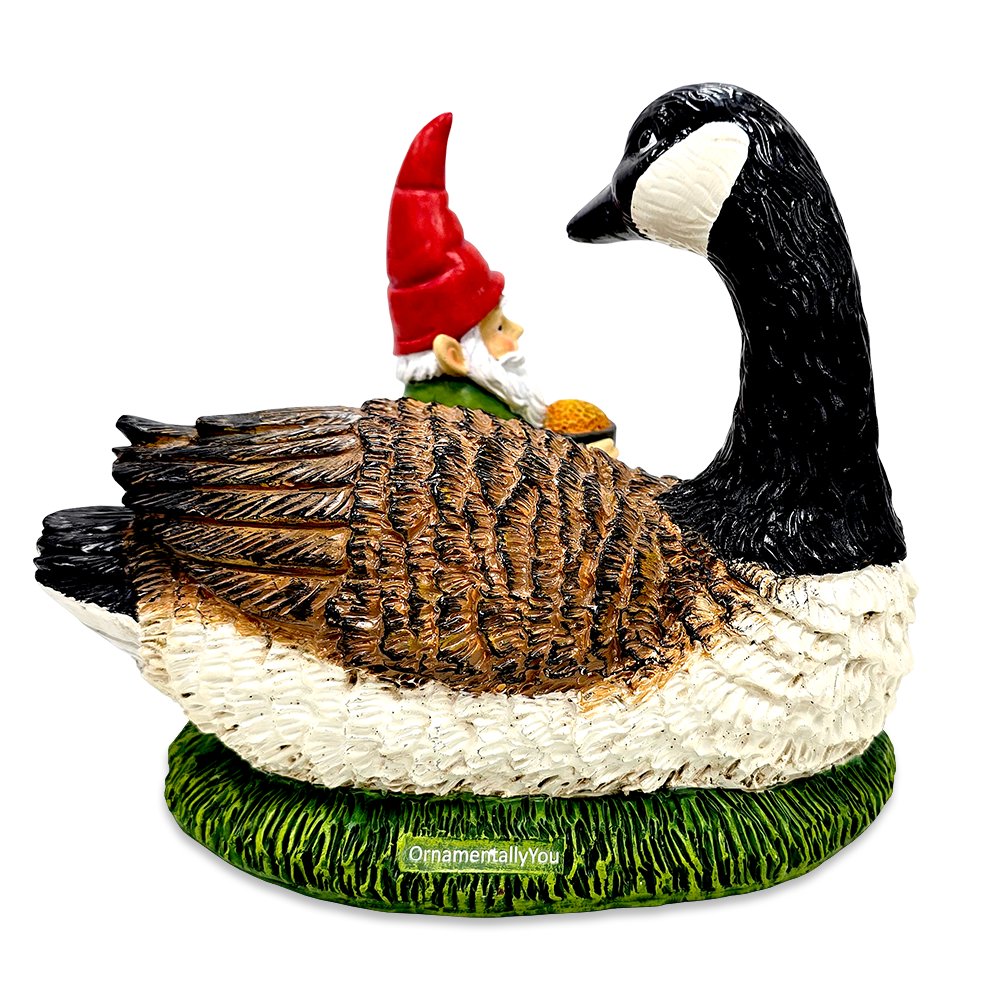 Gus the Canadian Goose & Gnorman the Gnome Garden Statue, 7" Figurine and Outdoor Decoration