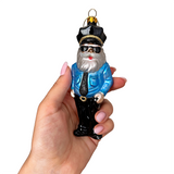 (Pre-Order) Santa the Police Officer Glass Christmas Ornament, Law Enforcement Cop Tree Decor