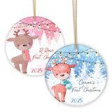 Baby Reindeer First Christmas Male and Female Personalized Ornament