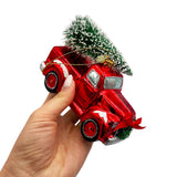 (Pre-Order) Traditional Red Truck with Ornamental Tree Glass Christmas Ornament