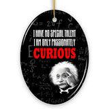 Albert Einstein Thought Provoking Quote Passionately Curious, Ceramic Ornament Gift and Decor