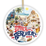 Artistic Dominican Republic Handcrafted Ceramic Ornament, Cultural and Tropical Caribbean Souvenir Gift and Christmas Tree Decor