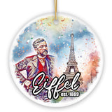 Artistic Eiffel Tower Unique Ceramic Ornament, Handcrafted Paris Decor
