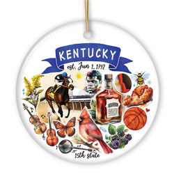 Artistic Kentucky State Themes and Landmarks Christmas Ornament
