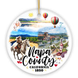Artistic Scenery Napa County Ceramic Ornament, California Vineyards and Tourist Christmas Souvenir