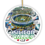 Artistic Silicon Valley Ceramic Ornament, Gift for Technology Enthusiast