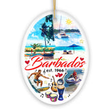Artistic Tropical Barbados Landmarks and Beaches Ornament, Travel Caribbean Paradise Christmas Souvenir