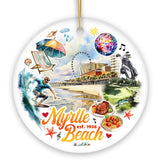 Classic Myrtle Beach Artistic Handcrafted Christmas Ornament, South Carolina Souvenir and Keepsake Decor