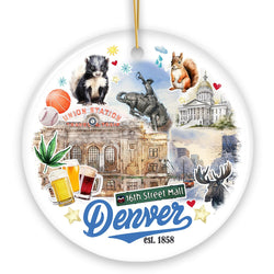 Denver Colorado Artistic Ceramic Ornament, Souvenir and Christmas Decoration Keepsake