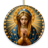 Praying Virgin Mary Ceramic Ornament, Religious Painting Christmas Decoration Souvenir
