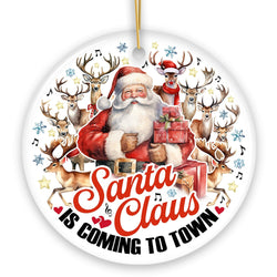 Santa Claus is Coming to Town Vintage Christmas Ornament, Artistic Tree Decoration