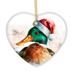 Watercolor Mallard Duck Christmas Ornament