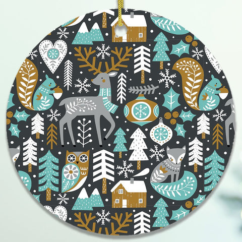 Woodland Animal Scandinavian Winter Pattern Ornament