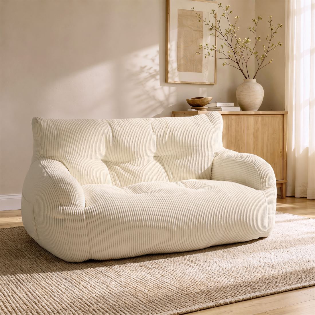 Pamapic 2-Person Bean Bag Sofa, 59"-61" Loveseat for Small Spaces, Dorms & Apartments