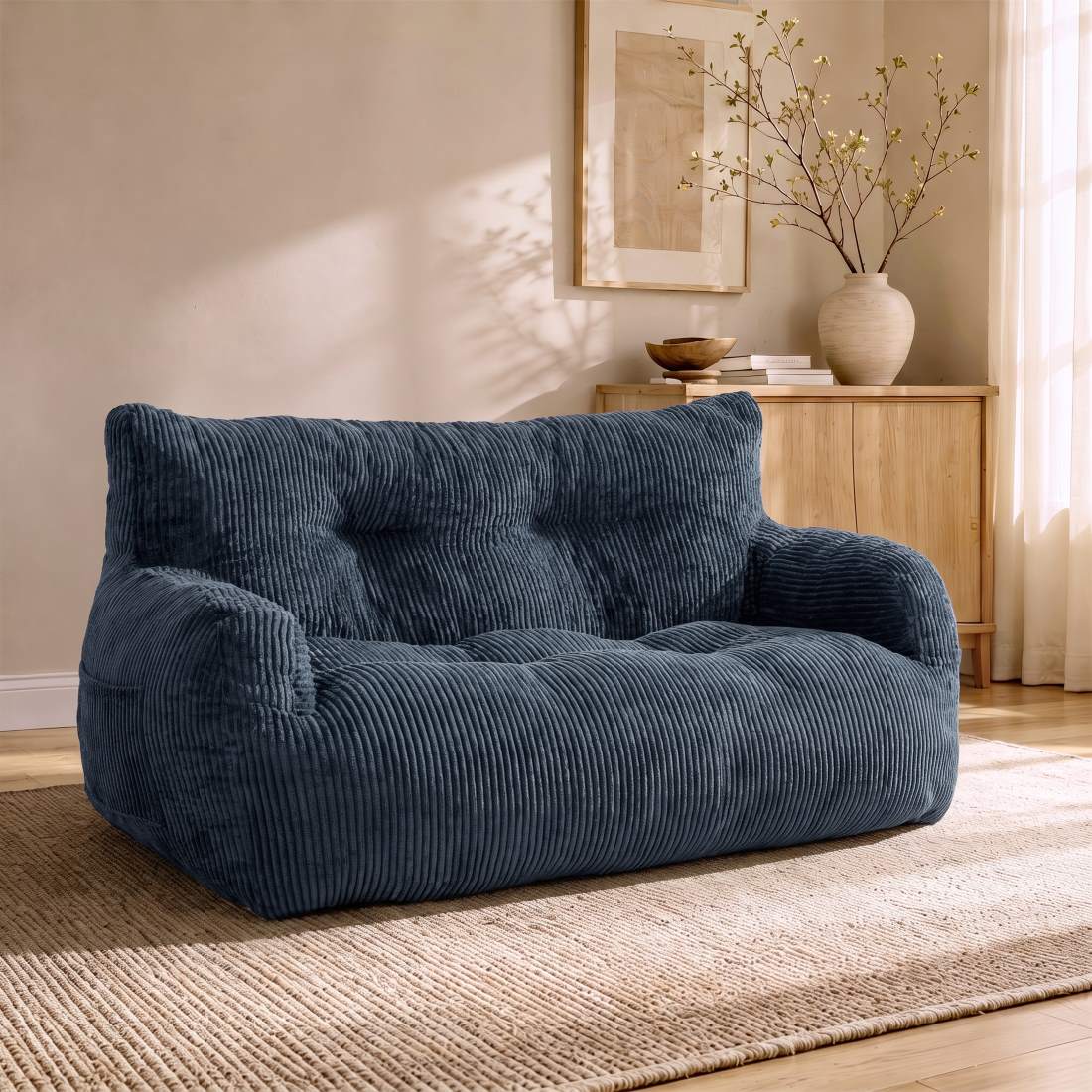 Pamapic 2-Person Bean Bag Sofa, 59"-61" Loveseat for Small Spaces, Dorms & Apartments