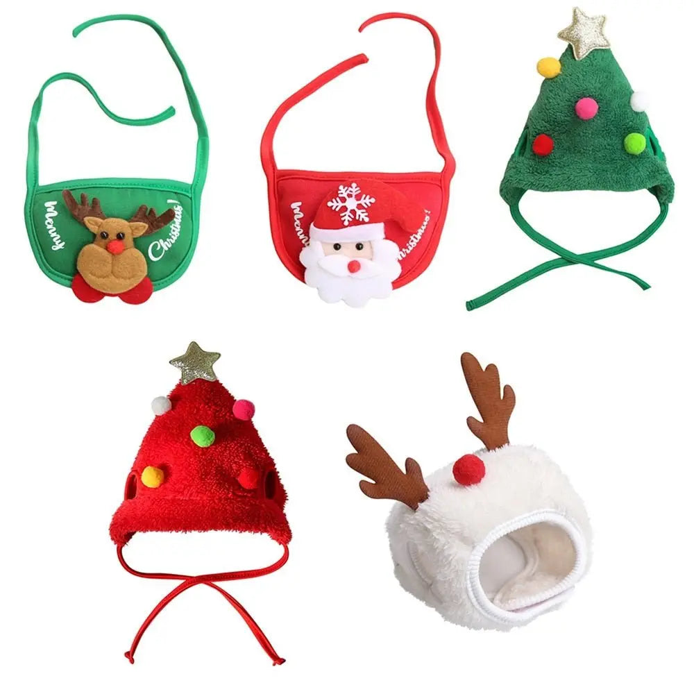 AnniePaw Christmas Santa Hat & Bandana Set - Dog Costume Accessories