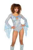 Fishnet/Mesh Sequin Flair Sleeve Top