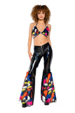 Holo PVC/Faux Fur Bell-Bottom Pant