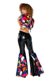 Holo PVC/Faux Fur Bell-Bottom Pant