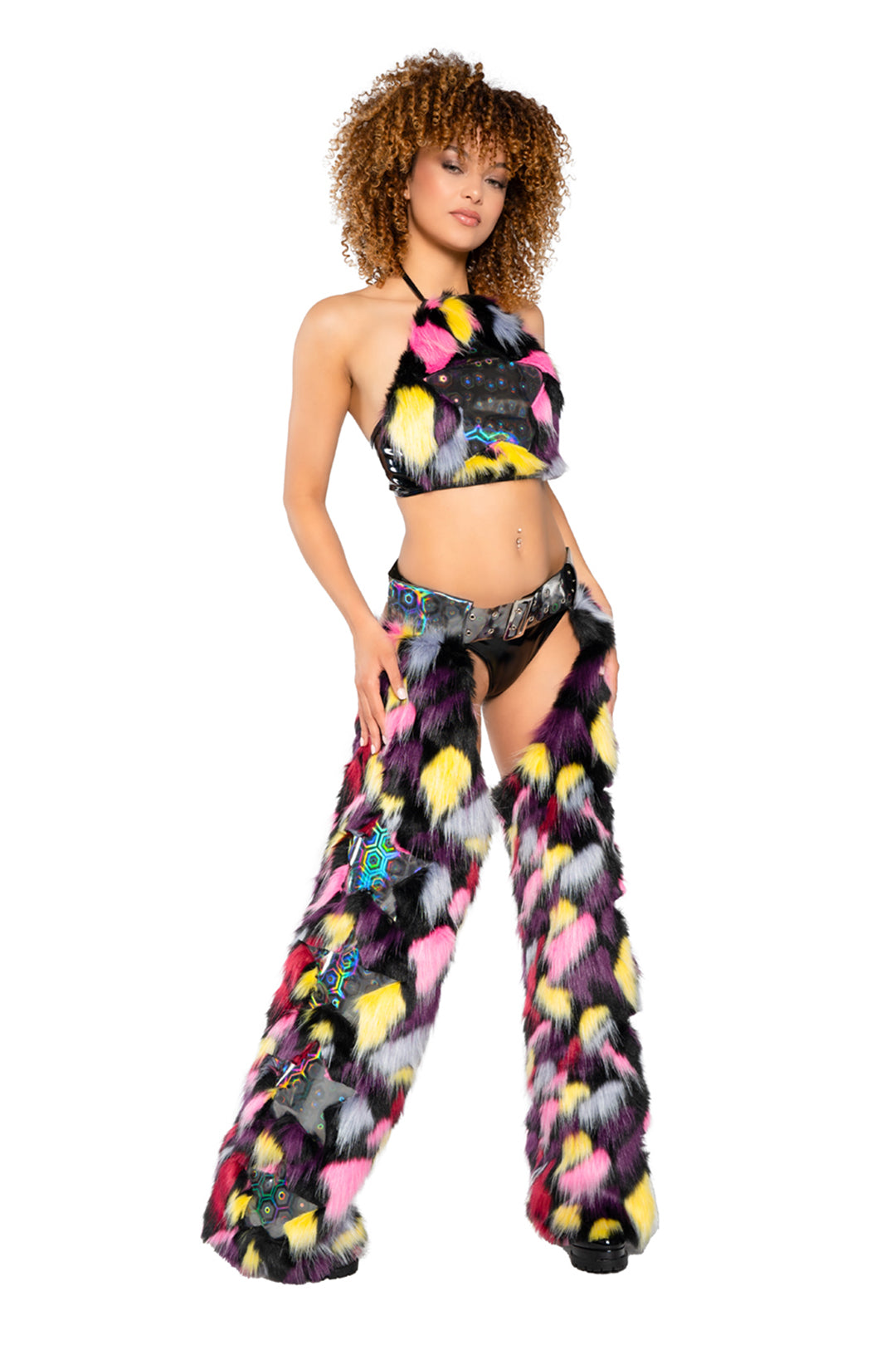 Faux Fur/Vinyl Star Halter