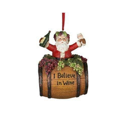 Kurt Adler - Santa Wine Barrel 4" Resin Ornament