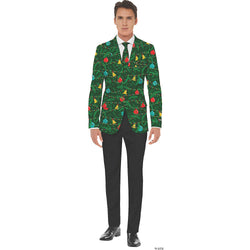Men's Green Christmas Jacket & Tie - Large