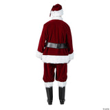 Men's Burgundy Velvet Santa Suit with Overalls Costume - XL