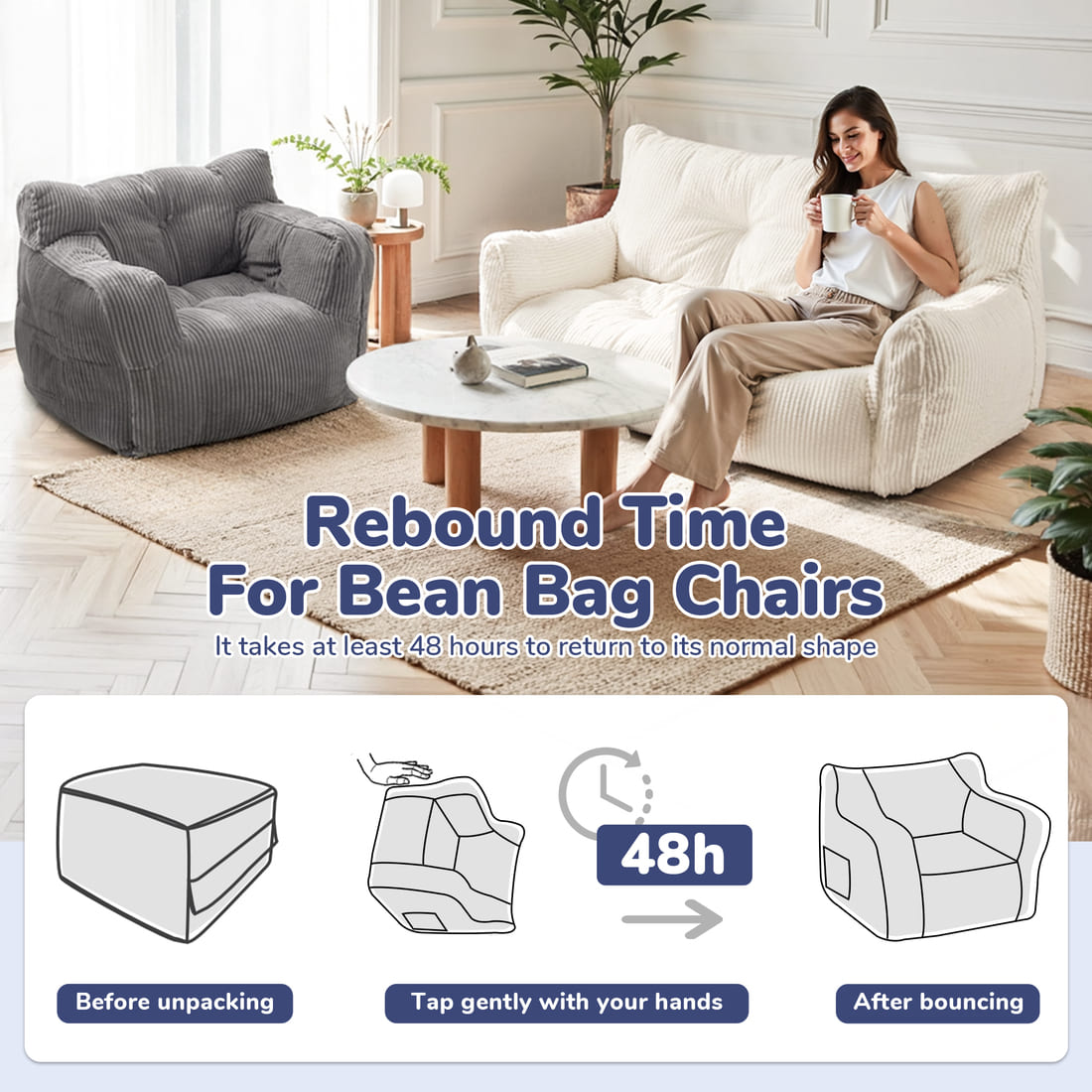 Kids & Teens Corduroy Bean Bag Chair