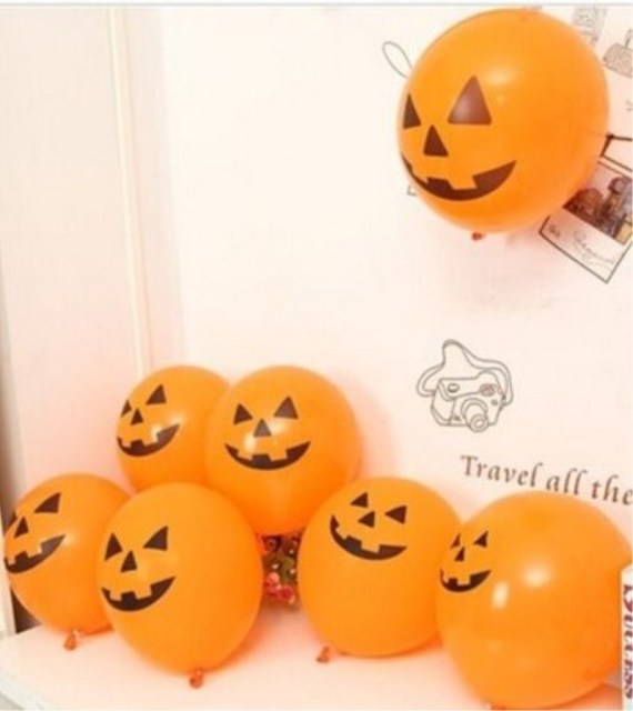 Orange Printed Ghost Jack-o-Lantern Latex Balloons