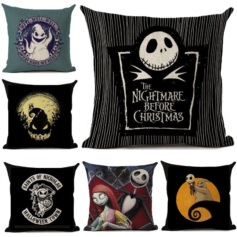 Nightmare Before Christmas Cartoon Skull Jack Printed Cushion