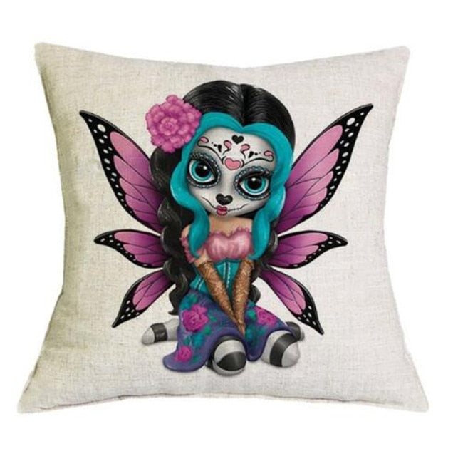 Scary Skull Printed Cushion Cover