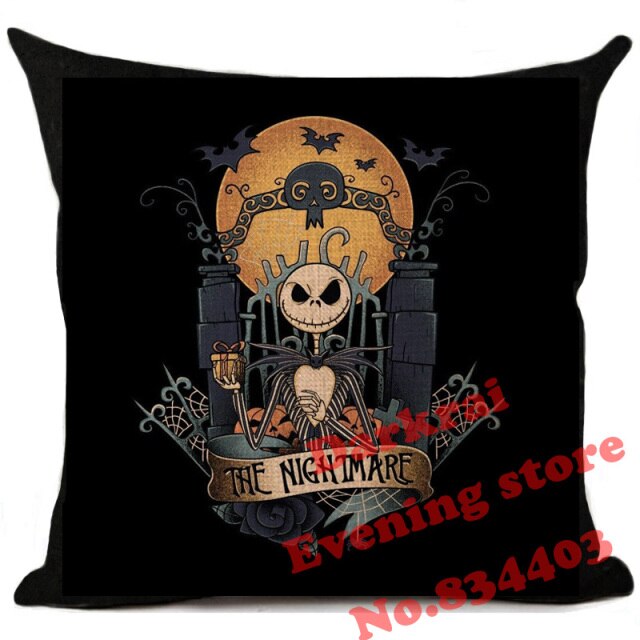 Nightmare Before Christmas Cartoon Skull Jack Printed Cushion