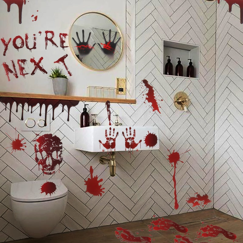 Bloody Handprint Halloween Stickers