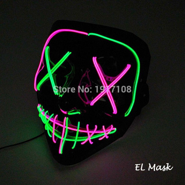 LED Neon Light Horror Masks Set