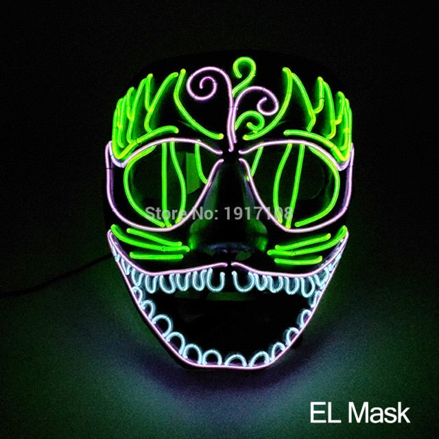 LED Neon Light Horror Masks Set