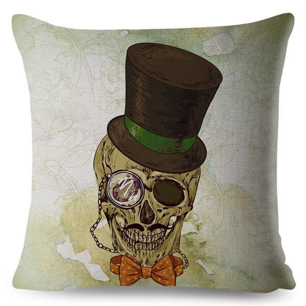 Flower Skull Print Cushion Covers